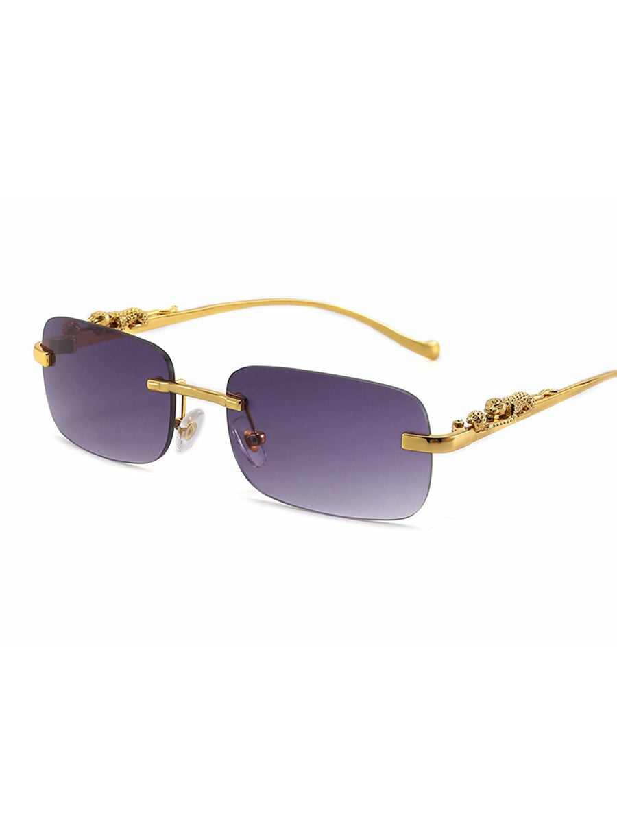 Cheetah Deco Rimless Square Sunglasses