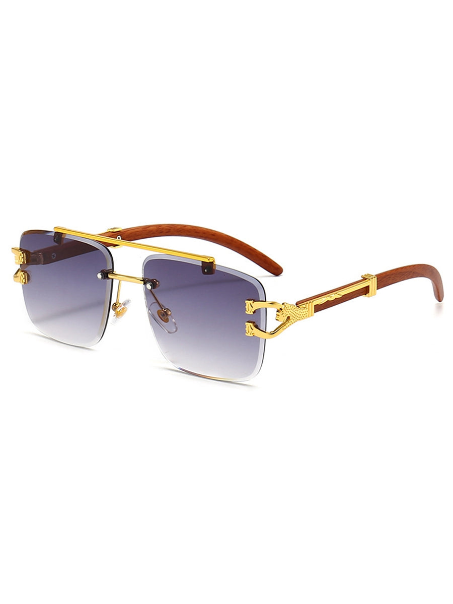 Aviator Style Sunglasses with Gold Accents
