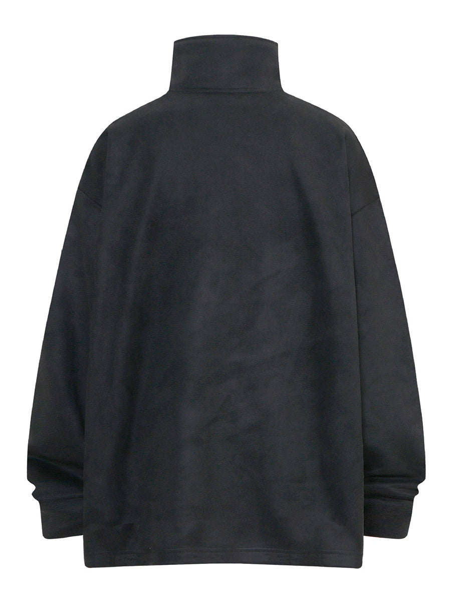 Reflective Metal Button Multi-Zip Sweatshirt