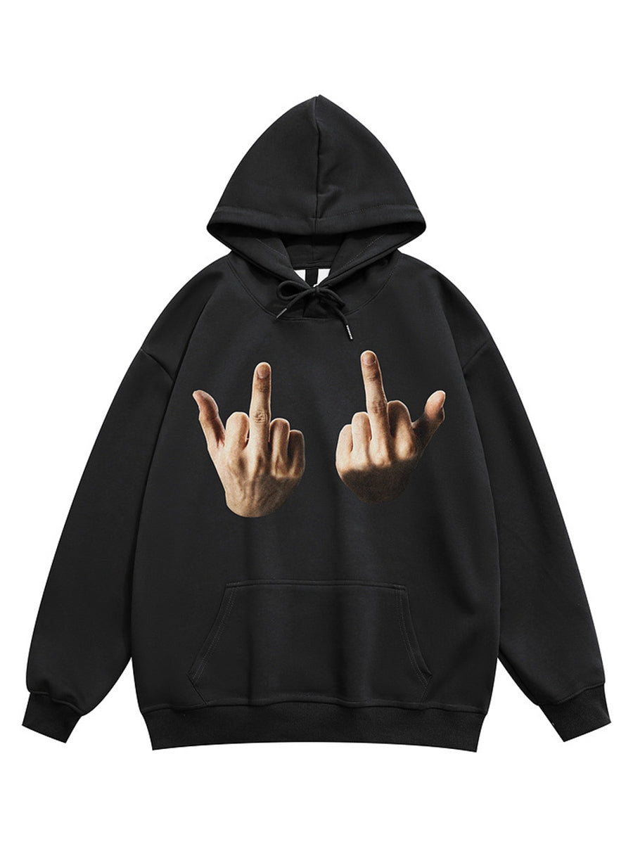 Middle Finger Trend Thickened Sweatshirt