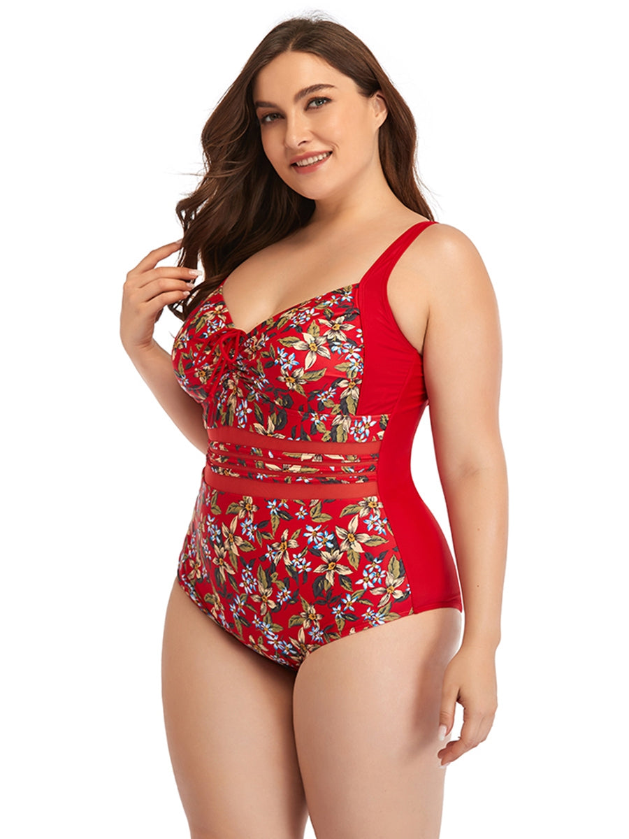 Curve Floral One Piece Swimsuit KeepShowing