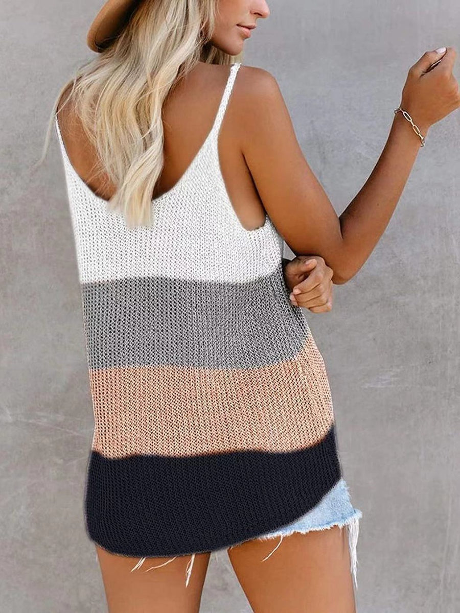 Colorblock Crochet Cami Vest Top KeepShowing