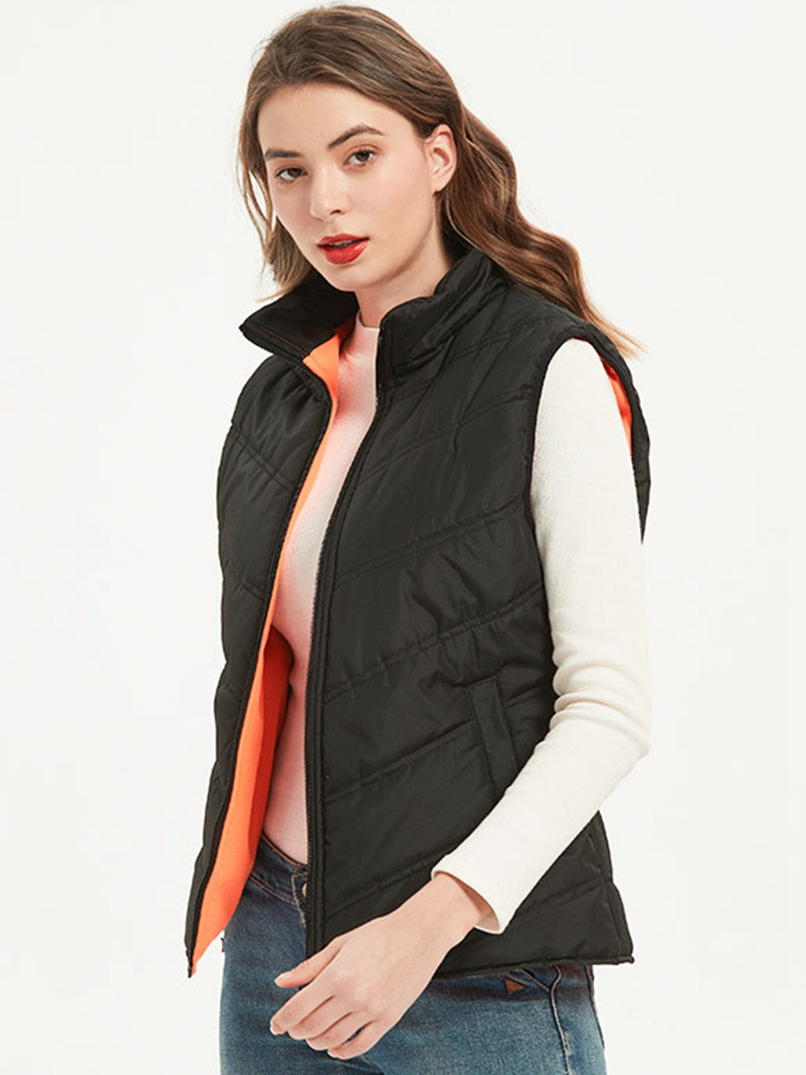 Contrast Lining Women Boxy Quilted Gilet KeepShowing