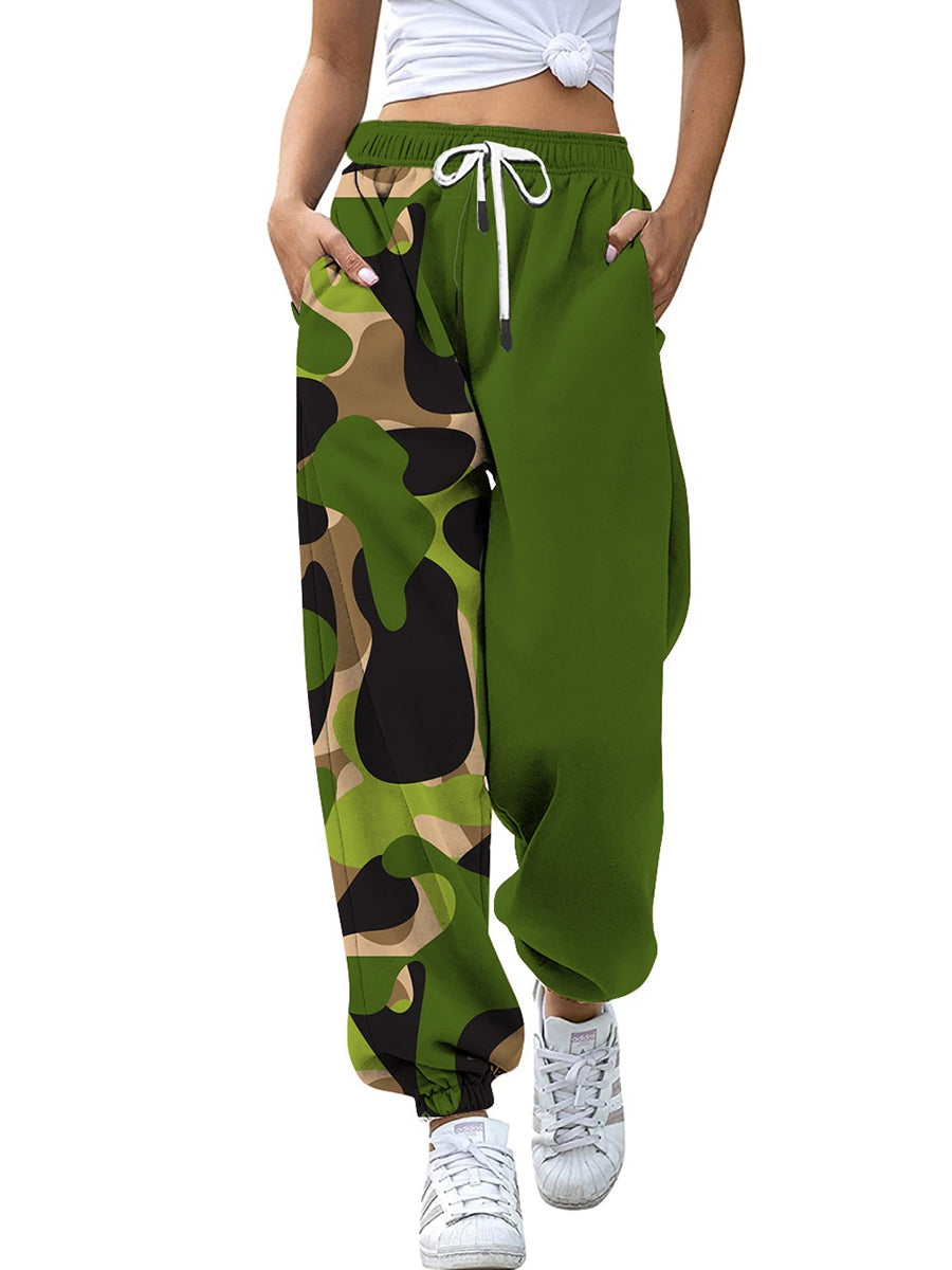 Camouflage Drawstring Waist Lounge Pants-01