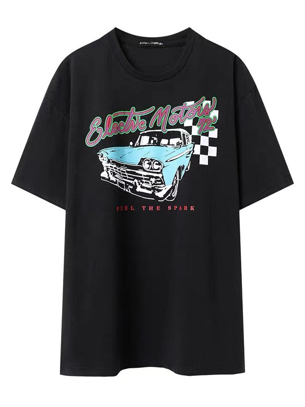 Vintage Blue Car T-Shirt Oversized Graphic Tee