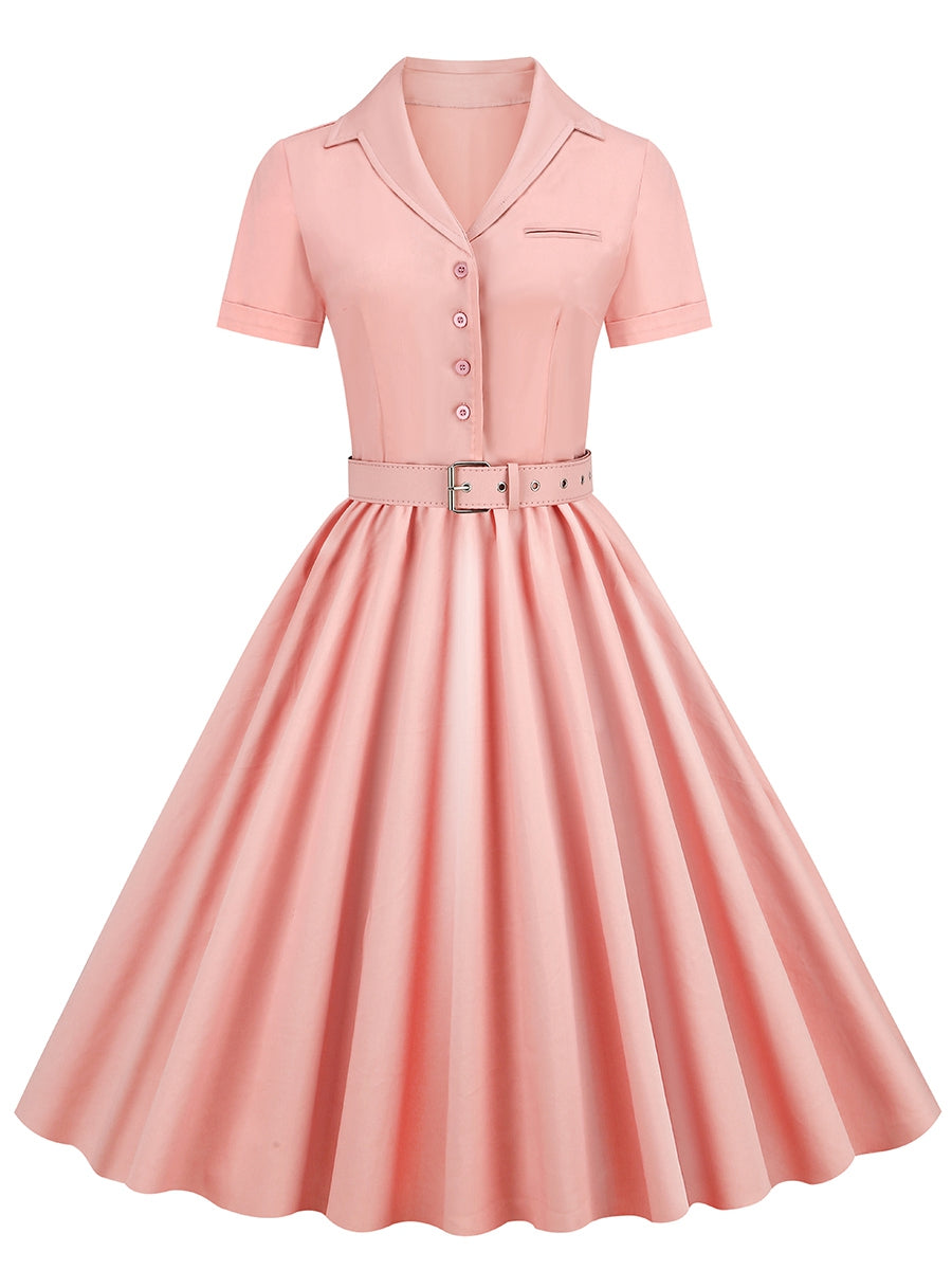 Pink vintage swing dress-01