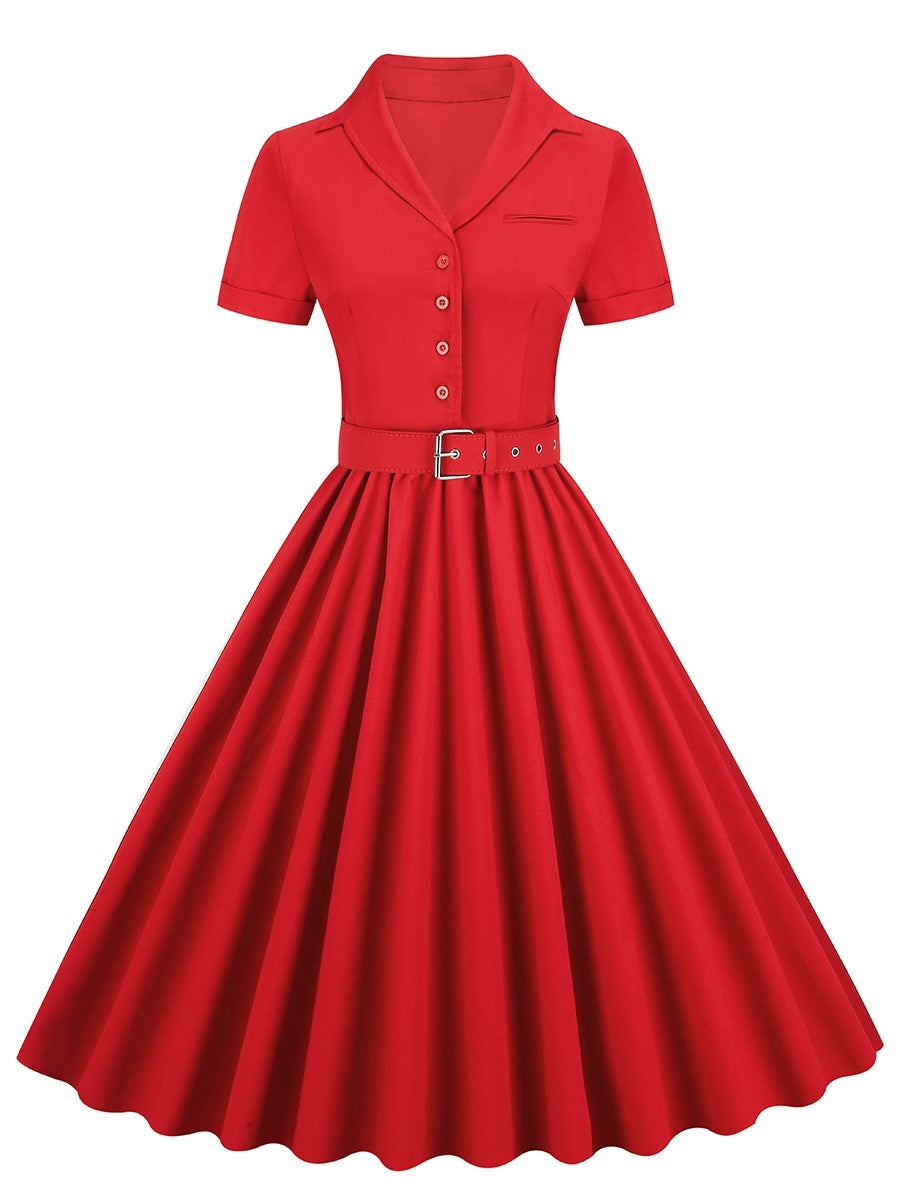 Red vintage swing dress-01