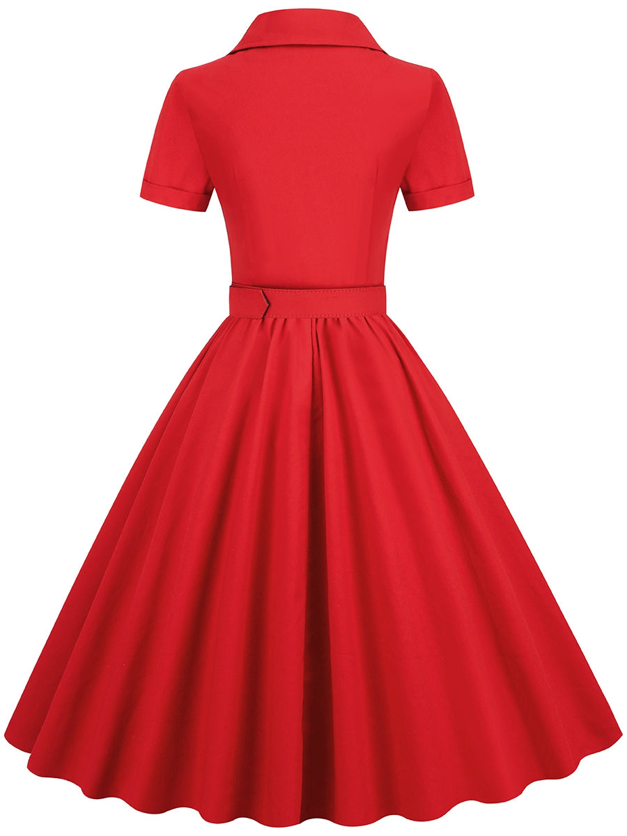 Red vintage swing dress-02