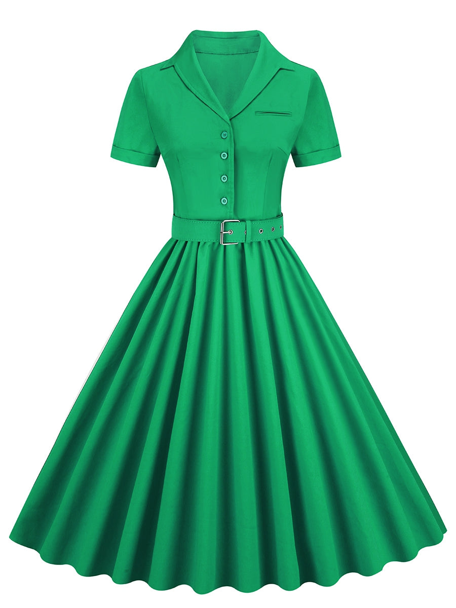 Green vintage swing dress-01